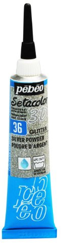 Peinture tissu Setacolor 3D Glitter Poudre d'argent 20ml Pebeo