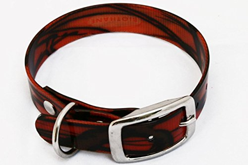 LENNIE BioThane Halsband, Dornschnalle, 19 mm breit, Größe 34-40 cm, Orange-Camouflage