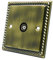 Georgian Antique Brass 1 Gang TV Socket - Single 1-Gang Aerial Coaxial Female Socket