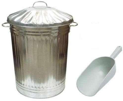 S&MC Gardenware Large Metal Bin Dustbin / Bird Seed / Animal / Horse / Chicken / Feed / Food / Storage + SCOOP