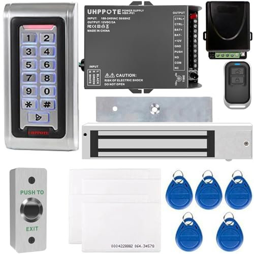 UHPPOTE Kit Complet Système de Contrôle d'Accès Lecteur RFID en Métal ID Carte & Serrure Magnétique