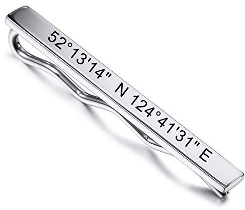 MeMeDIY Pince À Cravate Personnalisée Gravure Nom Date Barres pour Hommes Garçons en Acier Inoxydable Résistant À l'eau Bijoux Anniversaire De Mariage Cadeau d'affaires pour Père Mari Marié