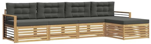 vidaXL Outdoor-Sofagarnitur 5 pcs Weiß und Anthrazit Polyester, Garten, modernes Outdoor-Sofa, Sitzgruppe für die Terrasse, gemütliche Loungemöbel