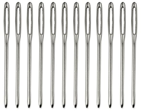 Näh-Nadeln/Stopf-Nadeln im 6er Set, mit extra großem Auge, Stick-Nadel, Steck-Nadel, Farbe: Silber