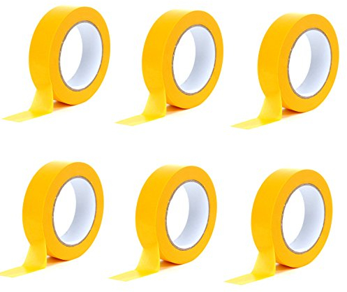 Premium Goldband 50 mm x 50m | Profi Soft Tape UV-beständig | Lackierband Kreppband Feinkreppband Abklebeband (6)