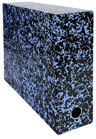 Exacompta - Réf. 89722E - Lot de 5 boîtes transfert Annonay en papier imprimé vernis - Dos 90 mm - Avec un un œillet en métal - Pour format A4 - Dim 25,5 x 34 x 9 cm - Couleur bleu - Livrée montée