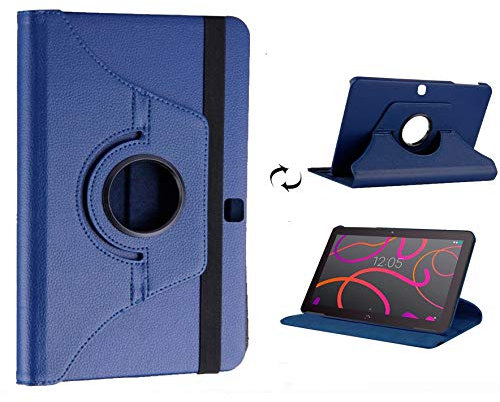 MUNDDY- Funda GIRATORIA 360º con Soporte para BQ Aquaris M10 10.1 Pulgadas,rotable 360° (Protector Cristal Templado Opcional) (Azul) …