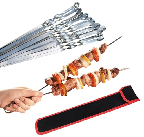 Profi BBQ Edelstahl Grillspieße, Extra Breit: 1 cm, Extra Stark 2 mm Dicke (5 St, 40cm) Fleischspieße, Schaschlikspieße, Mangal, Schampura, Spieße, Skewers, Schaschlik, Kebap, Spiesse, Grillspiesse