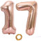 Luftballons Zahl 17, Nummer 17 Luftballon Rosegold Mädchen Luftballons 17. Geburtstag Folienballon, Zahl 17 Rose Gold Nummer 17 Ballons Große, 40 Zoll Riese Heliumfolie Ballon (number 17)