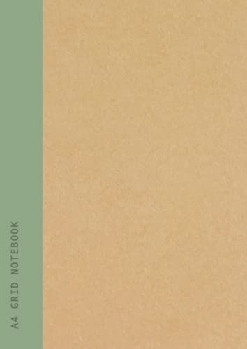 A4 Grid Notebook: Khaki Green Spine | 5mm Grid Ruled | School & College Subject Recycled Square Grid Sheets - 90 Pages Recycled Paper