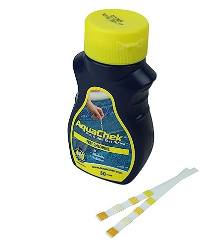 Aquachek ® Lot de 3 x 50 bandelettes d'analyse pour piscine ou spa - 4 en 1 - Jaune - Norme CE