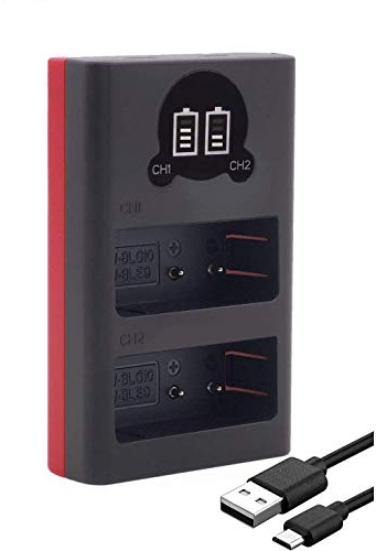 Baxxtar 18572 DMW-BLG10 E DMW-BLE9 Leica BP-DC15-E Akku Ladegerät - Mini Dual LCD mit Eingang USB-C und Micro-USB