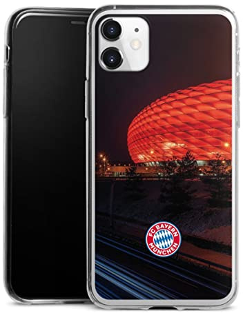 Slim Case kompatibel mit Apple iPhone 11 Silikon Handyhülle transparent Hülle extra dünn FC Bayern München FCB Stadion