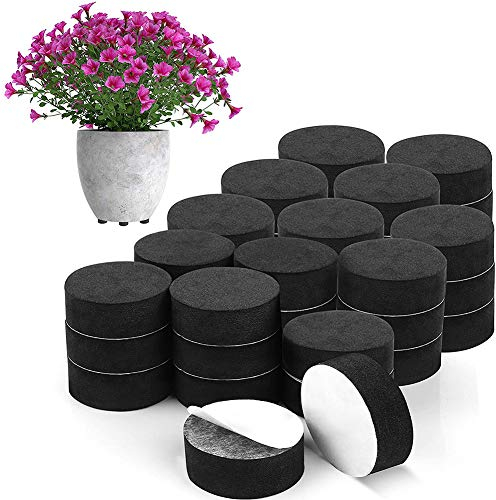 48 Pcs Pot Feet Natural Flower Pot Feet Garden Pot Feet Outdoor Invisible Plant Pot Risers Pad Plant Pot Feet With Adhesive(Round-Black)