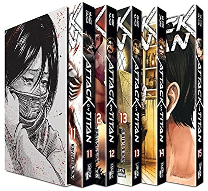 Attack on Titan Band 11-15 im Sammelschuber + 1 exklusives Postkartenset