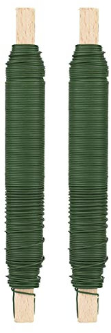 Inter Flowers GmbH Wickeldraht Sets -Bindedraht auf Holz gewickelt - Basteldraht Rostfrei Größen/Material Pflanzendraht Blumenwickeldraht Floristik Blumendraht (2, Grün Lackiert 0,50 mm /65m)