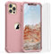 ORETECH Coque pour iPhone 12 Pro Max + 2 Pièces Verre Trempé Protection écran, 2 en 1 Antichoc Souple Silicone TPU Arrière Rigide PC Avant Housse de Protection pour iPhone 12 Pro Max 6,7 Or Rose