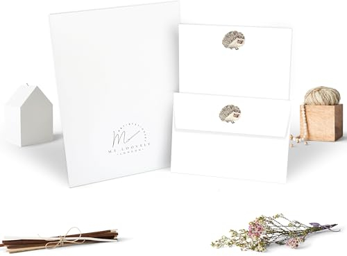 Me Loovely Igel-Briefpapier mit Umschlägen, Schreibwaren, Schreibbedarf, A5, Papier-Set für Büro, Zuhause und Schule, Weihnachtsgeschenke (10 Buchstaben und 10 Umschläge mit Geschenkumschlag)