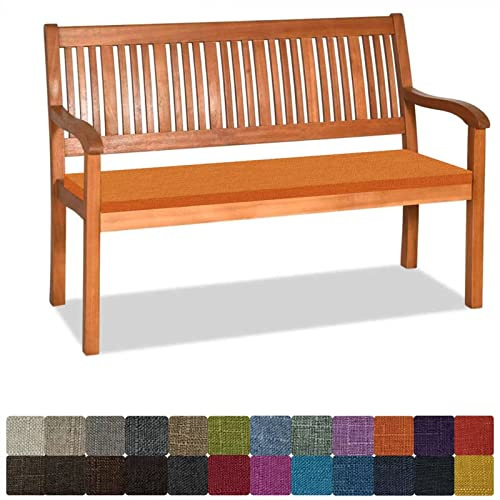 Bankauflage Stuhlkissen Bankkissen mit Krawatte Waschbar ,120x40x5cm,1 2 3 4-Sitzer Sitzkissen Rutschfeste Auflage für Gartenbank ,Küche,Terrasse Innen und Außenbereich,Dicker Leinenstoff,Orange
