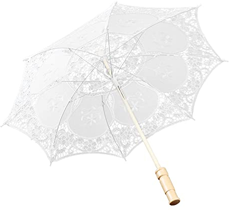 Tiiyee Paraguas Novia, Lluvia Novia Boda Sombrilla Encaje Vintage Blanco Araguas Para Comunion Grande Bordado Hecho A Mano Apoyo FotografíA DecoracióN Fiesta ActuacióN En El Escenario Té Moda