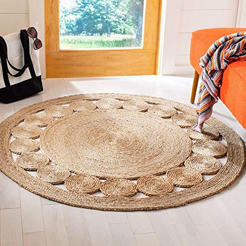 Avgari Creation Teppich Jute Natürliches Kreis Design Rund Handmade Geflochtener Bereich Teppich Wohnzimmer Indoor Outdoor Küche Teppich (60x60 cm (2x2 Quadratfuß), Beige)