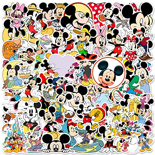 100pcs Mickey & Minnie Mouse Stickers for Kids,Vinyl Waterproof Sticker Party Pack for Water Bottles Cups Hydroflask Notebook Scrapbook Skateboard Bedroom Wall Decor