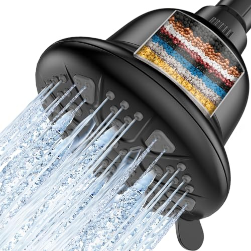 DAKINGS Gefilterter Duschkopf, Hochdruck 16-stufiger Duschkopffilter für hartes Wasser Luxus 7 Einstellungen Einstellbarer Wasserenthärter Duschkopf Entfernen Chlor und Schadstoffe