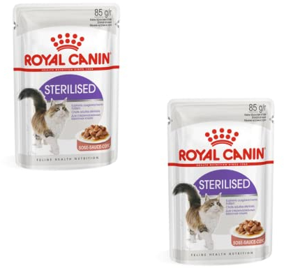 Royal Canin Feline Sterilised | Doppelpack | 2 x 12 x 85g | Alleinfuttermittel für kastrierte, ausgewachsene Katzen | Kleine Stückchen in Gelee | Ab dem 12. Monat