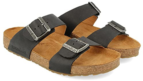 HAFLINGER Bio Andrea Leder Pantolette Sandale Country Schwarz (1688), Gr 46