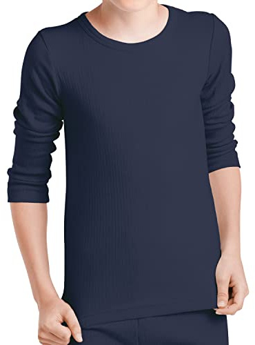 MT Kinder Ski- & Thermohemd - Winter Unterwäsche Langarm für Jungen und Mädchen - Navy 158-164
