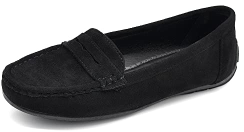 IF Fashion Chaussures Mocassins Slip On Loafers Doux Femme avec Strass Pierres Daim Suède 7137