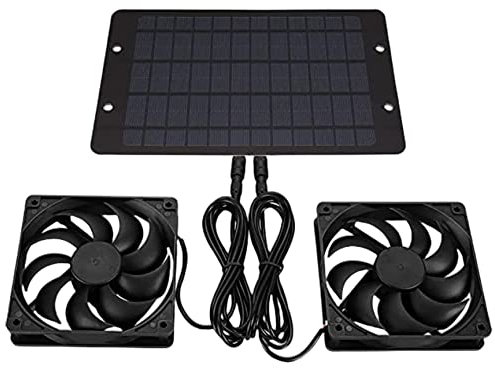 Solar Panel Fan Kit 10 W 12 V Solar Panel Powered Dual Fan Waterproof Solar Powered Fan Multifunctional Solar Extractor Fan for Greenhouses Sheds Pet Houses