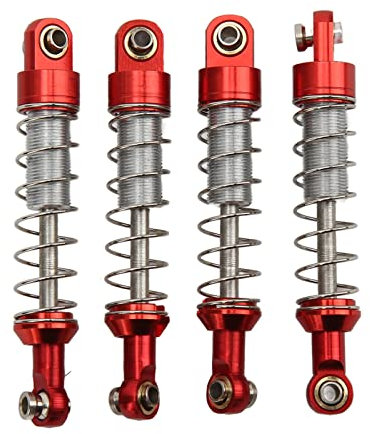 Dioche RC Stossdämpfer, 2 Paar Stoßdämpfer aus Aluminiumlegierung, 60 mm, RC-Auto-Modifikationsteile für WPL C14 C24 MN D90 99S-Modelle (Rot)
