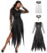 FORMIZON Halloween Kostüm Damen Zombie Braut, Kostüm Damen Schwarze Geisterbraut, Horror Kostüm Friedhofsbraut, Kleid Halloween Damen Hexenkleid für Halloween, Karneval Cosplay(1, L)