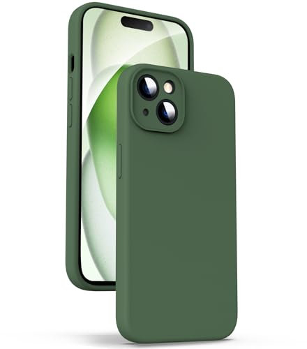 Supdeal Liquid Silicone Case for iPhone 15 Plus - [Camera All-Round Protection] [Soft Microfiber Lining Anti-Scratch] 4 Layer Full Covered Shockproof Gel Rubber Phone Case Cover, 6.7, Green