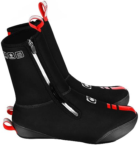 Neopren Überschuhe Fahrrad Winter Thermo Wasserdicht Rennrad Schuhe überzieher Regenschutz Reflektierende Radschuhe überzug für Herren Damen, Schwarz XL_42-44