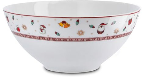 Peill+Putzler Germany Weihnachtsgeschirr,große Schale mit Weihnachtsmuster, Geschirr für Weihnachten, feinstes Bon China Porzellan in weiß, mit Goldrand daher nur Handwäsche