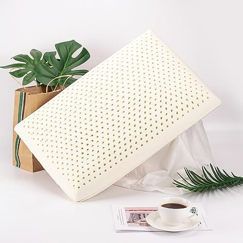 TalatexHome Dunlop-Kissen aus 100 % natürlichem Premium-Latex, mittelniedriges Pofile-Latex-Kissen hilft Druck-, Nacken- und Schulterschmerzen zu lindern, keine Memory-Schaum-Chemikalien (Standard (61