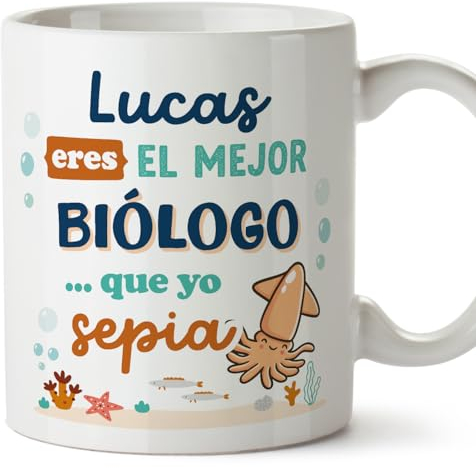MUGFFINS Tazas Personalizadas para BIÓLOGO hombre - En Español - Mejor que yo Sepia - 11 oz / 330 ml - Regalo Personalizable original y divertido