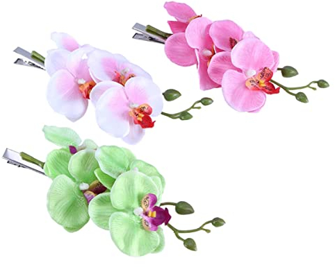 FRCOLOR Haarspange Mit Orchidee 3er-pack Blumenhaarnadel Für Frauen Damen Und Mädchen Haar-accessoires Für Hochzeiten Und Partys
