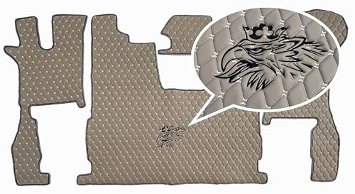 Fußmatten, Automatten LKW Gesteppt für Scania R 2017+ mit Sessel Ungefederte Stickerei Logo (Beige)