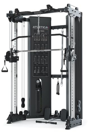 ATLETICA X-Pollux | Training ohne Hantelscheiben| Functional Trainer & Smith Machine mit Steckgewichten | sehr platzsparend
