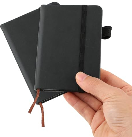 Qianyu 2 Stück Notizbuch A7 kleine Pocket Notizbuch Hardcover Mini Tragbares Tagebuch mit Verschlussband Dickes Papier Pocket Notebook für Arbeiten Reisetagebuch Universitäts Notizen