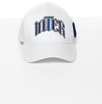Inter Cappellino da Baseball con Visiera Nuovo Logo, Cotone, Bianco, Taglia Unica Regolabile