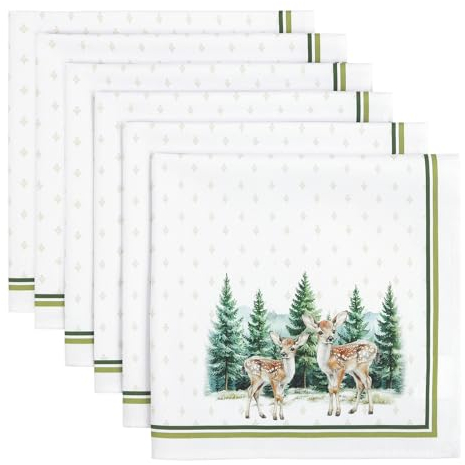 Arquiel Servietten Waldland Kiefer 6er-Set, Stoffservietten 100% Baumwolle Weiches Hochwertige Wiederverwendbare Esstisch Servietten Perfekt für Hochzeiten Küche Haushalt Party(45×45cm)