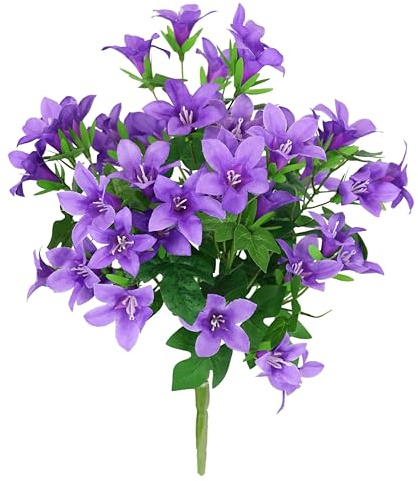 Flair Flower Kunstblumenstrauß Glockenblumen Mini Lilien Blumensträuße Seidenblumen Kunstblumen Dekoblumen Strauß Bouquet Blumenstrauß Hochzeit Haus Tischdeko, violett