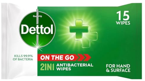Dettol On The Go Hands and Surface Antibacterial Wipes 15pk