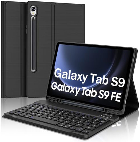 FOGARI Keyboard Case for Samsung Galaxy Tab S10 FE 2025/S9 FE 2023/ S9 2023, Detachable UK Layout Bluetooth Keyboard for Samsung Galaxy Tab S10 FE/S9 FE/S9(10.9''/11''), Black