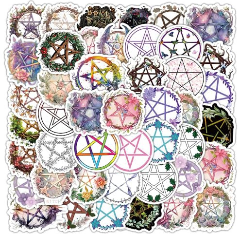 PNGIF Pentagramm Sticker 50 Stück, Graffiti Anime Aufkleber für Laptop Koffer Motorrad Helm Kindle Kühlschrank Skateboard MacBook Wasserfeste Decals