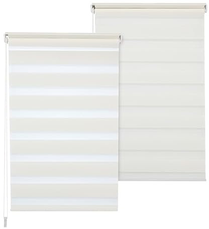 Doppelrollo DuoRollo Klemmfix ohne Bohren Seitenzug Fenster Rollo cremeweiß B 105cm (101cm Stoffbreite) x H 210 cm